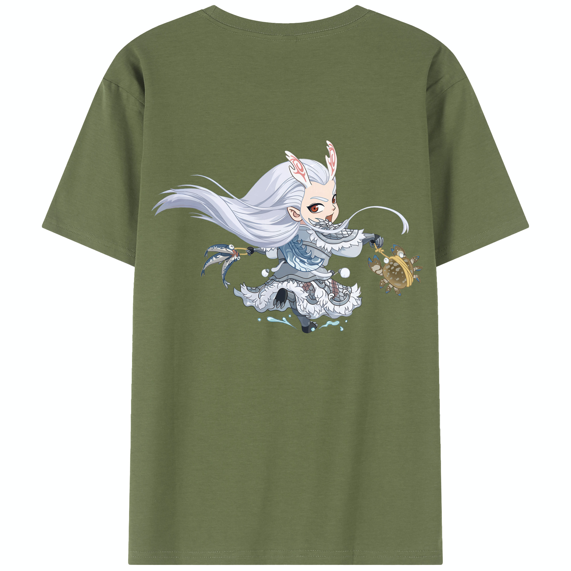 （画像用） Ne Zha 2 ナタ 魔童の大暴れ 綿100％半袖Tシャツ（背面プリント）